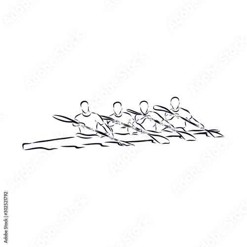 Academic rowing contour vector sketch 