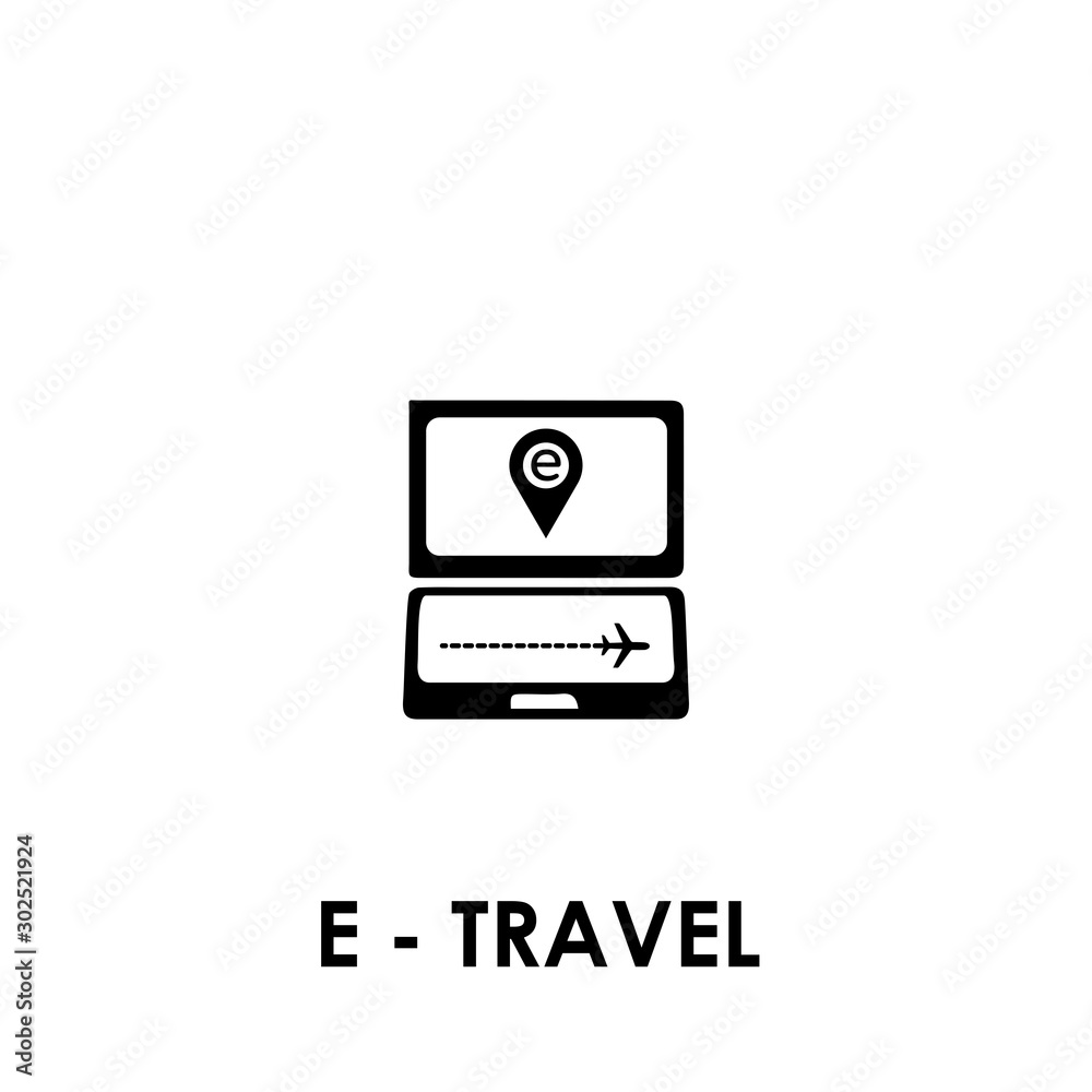 E-travel icon. Online air ticket ordering symbol. Logo design element E-travel icon. Online air ticket ordering symbol. Logo design element
