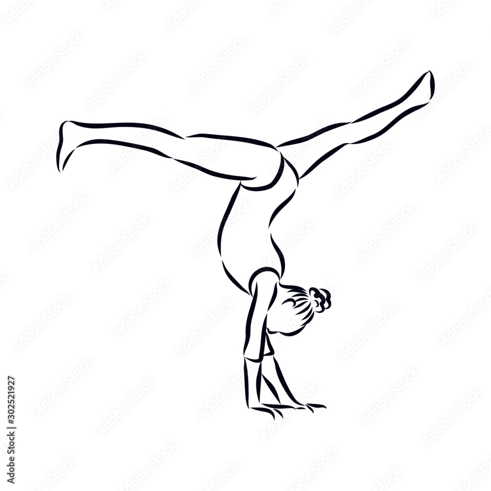 illustration of girl gymnast, vector sketch illustration of girl gymnast, vector sketch