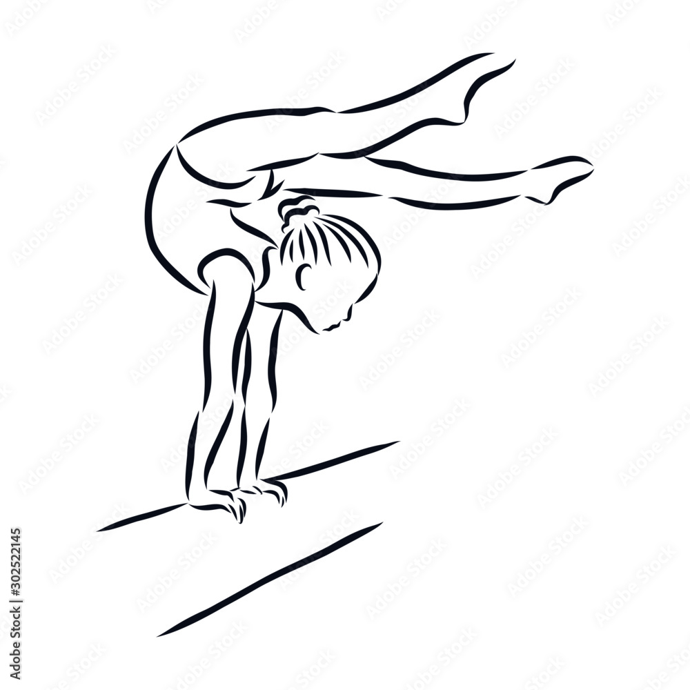 silhouette of a girl gymnast, sketch silhouette of a girl gymnast, sketch