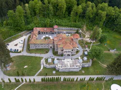 Beautiful Aerial View Of Cantacuzino Castle , Busteni, Romania photo