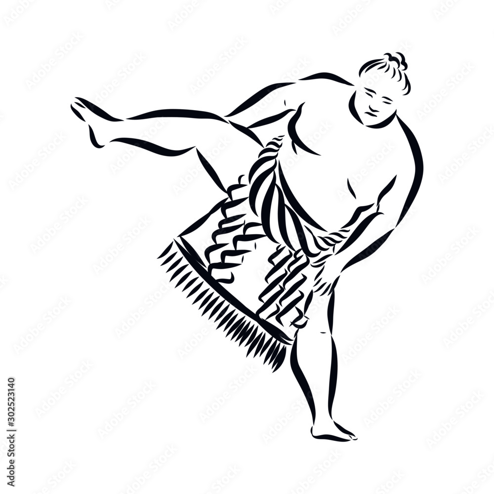 Fototapeta premium sketch of sumoist, japanese athlete