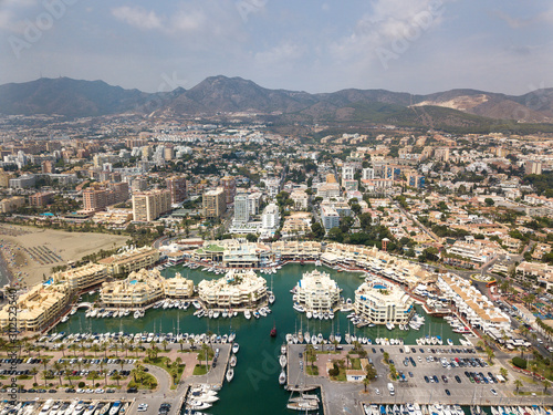 Aerial View of Puerto Mariana, from Benalmadena, popular touristic attraction in South of Spain , Malaga photo