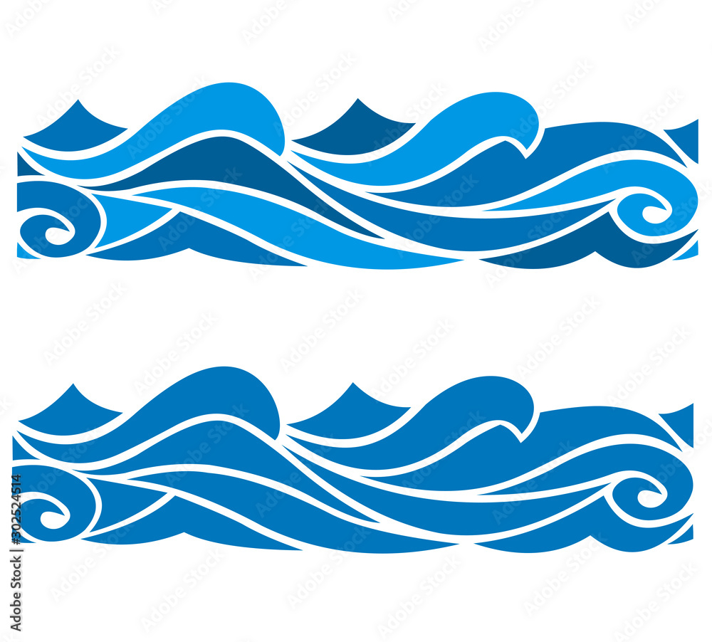 Blue waves sea ocean vector illustration abstract pattern background colorful wallpaper water set Blue waves sea ocean vector illustration abstract pattern background colorful wallpaper water set