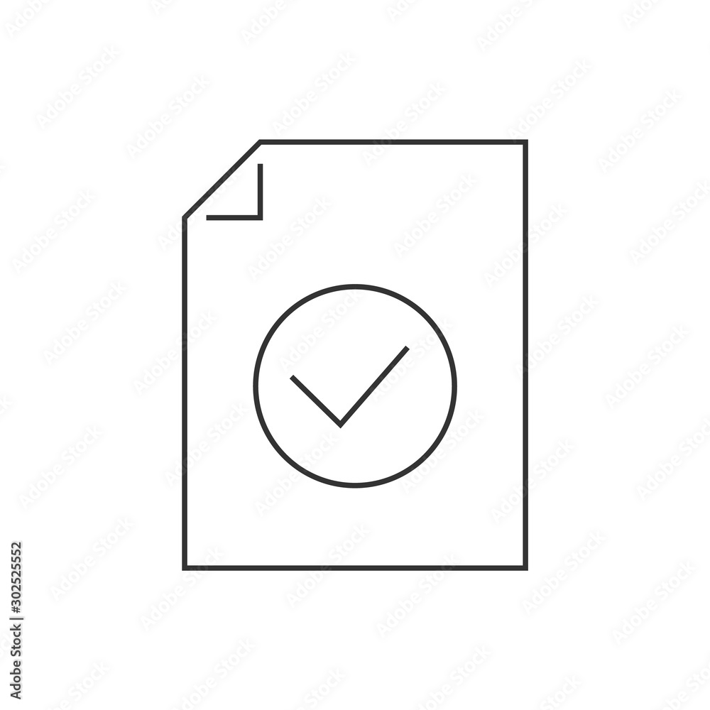 Document approved line icon on white background. Valid Document illustration icon. Editable stroke Document approved line icon on white background. Valid Document illustration icon. Editable stroke
