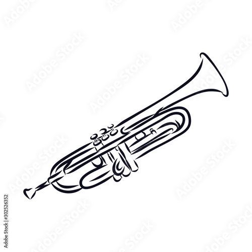 trumpet isolated on white background photo