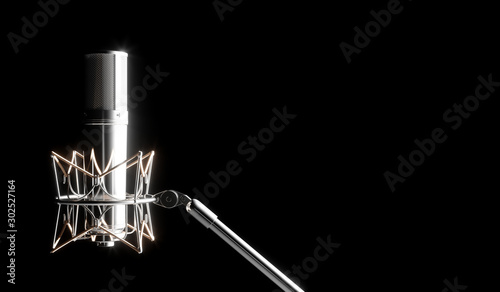 silver microphone with strong shine
