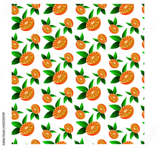 seamless pattern with orange and leaves