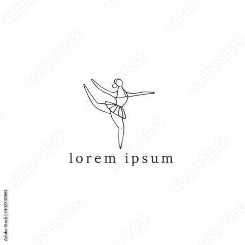 Vector hand drawn logo template with a ballerina.
