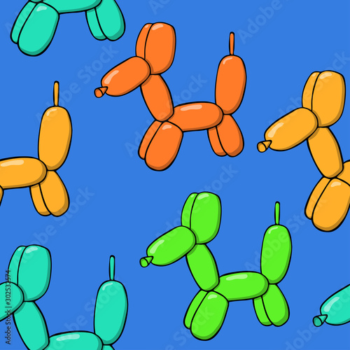 balloon dog seamless pattern. multi-colored stock vector illustration