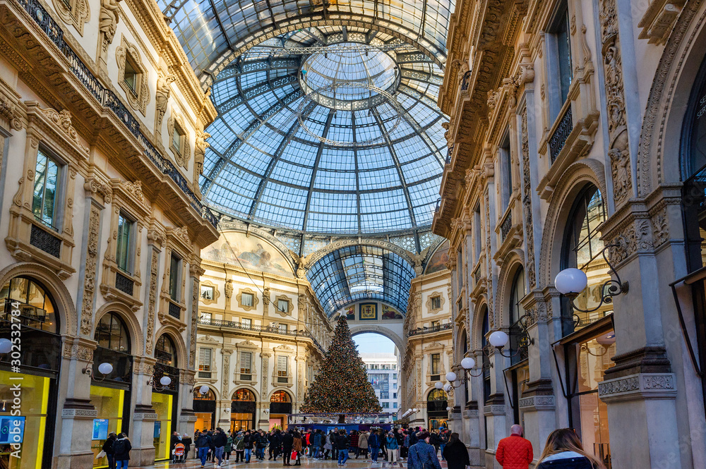 Glass dome of Galleria Vittorio Emanuele II. in Milan, Italy
