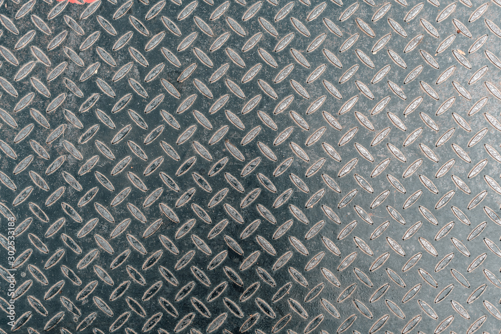 Weathered anti-slip perforated metal sheet surface as background Weathered anti-slip perforated metal sheet surface as background