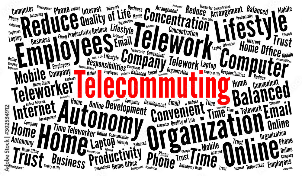 Telecommuting word cloud concept Telecommuting word cloud concept