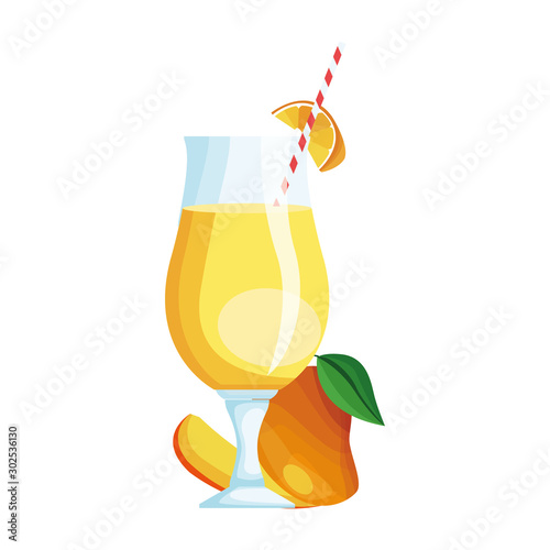 mango juice glass icon, colorful design