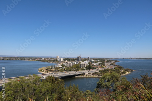  Kwinana Freeway around Perth City at Swan River, Western Australia