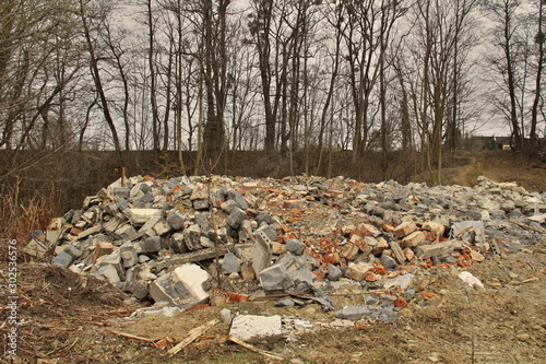 Concrete rubble in the forest