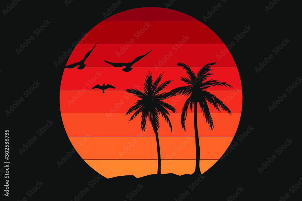 Paradise Palms Hawaii Silhouette Sea