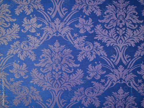 Antico damascato su sfondo blue elettrico photo
