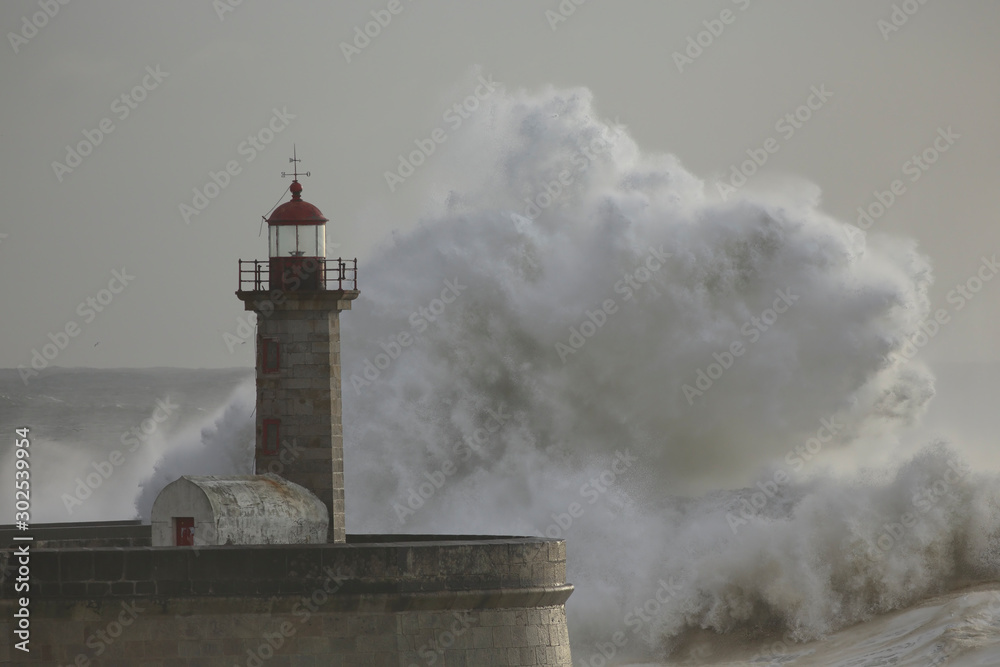 Big stormy sea waves splash