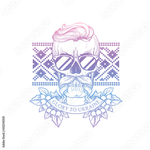 Hand drawn sketch Ukrainian skull