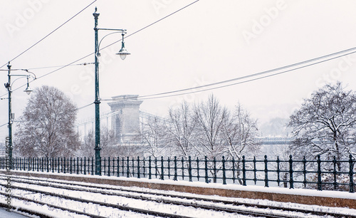 Budapest in winter covered ...