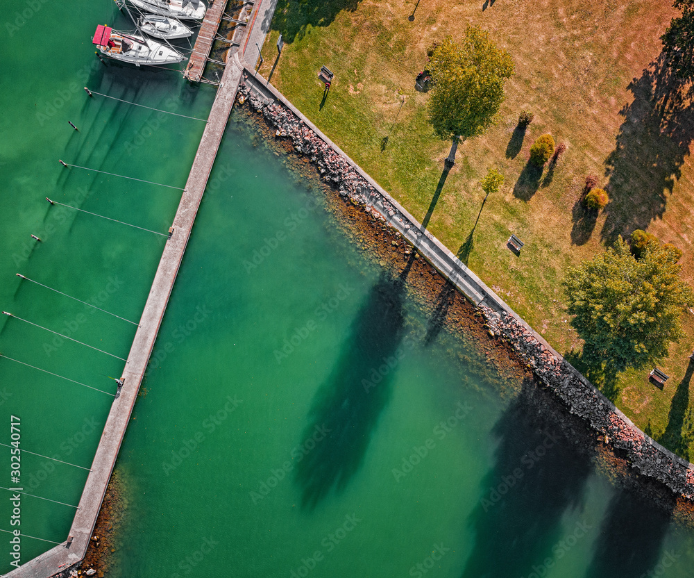 Aerial view on the port at lake Balaton
