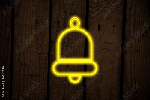 neon light with bell shape on dark background