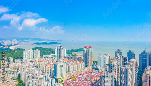 Aerial aerial photographof of urban architecture in Xiangzhou District, Zhuhai City, Guangdong Province, China © Weiming