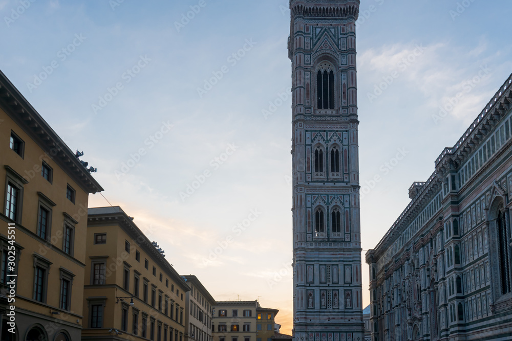 The tower of Cathedral of Santa Maria del Fiore in Florence, Tuscany, Italy The tower of Cathedral of Santa Maria del Fiore in Florence, Tuscany, Italy