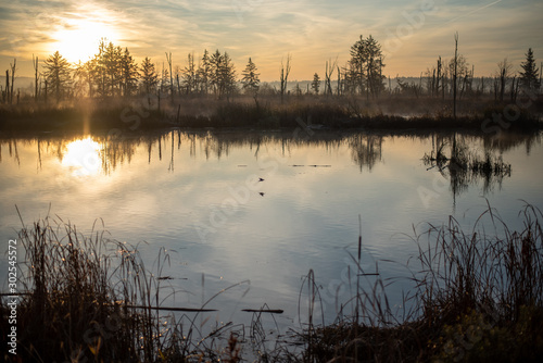 sunset over lake