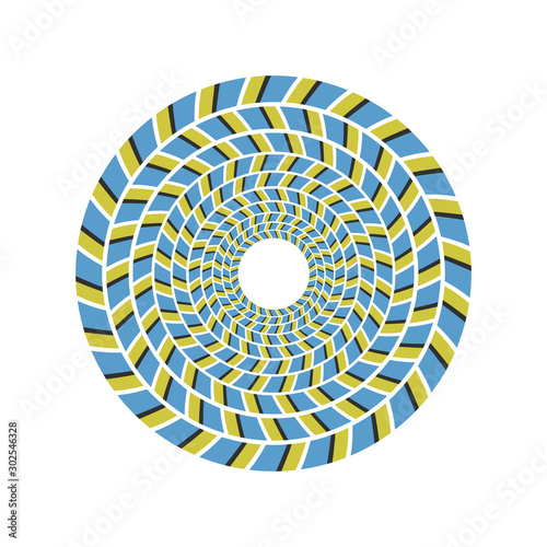 Psychedelic optical spin illusion vector background. Illusion of motion effect illustration.