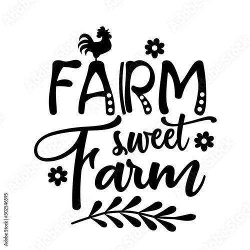 Farm sweet farm vector cut file. Farmhouse decor. Isolated on transparent background.