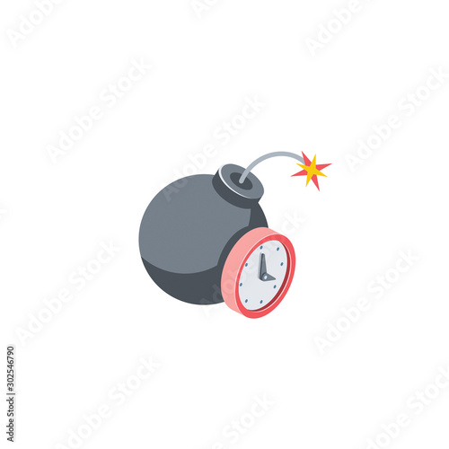 Boom time. Vector 3d isometric, color web icon, new flat style. Creative illustration design, idea for infographics.