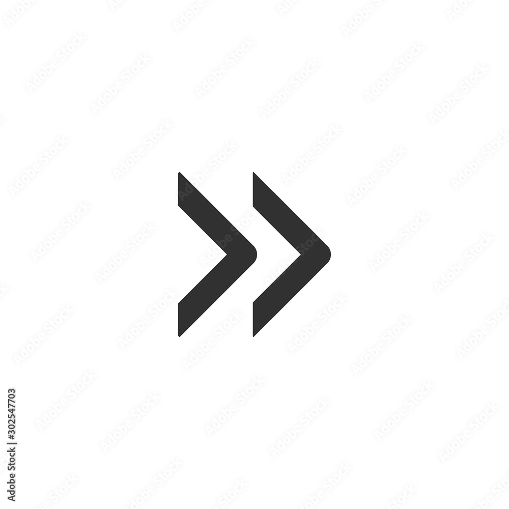 Two chevron arrows right. Stock Vector illustration isolated on white background. Two chevron arrows right. Stock Vector illustration isolated on white background.