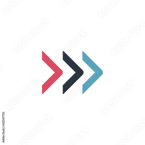 Progress tripple arrow logo. forward progress branding corporate identity concept. Stock Vector illustration isolated on white background.