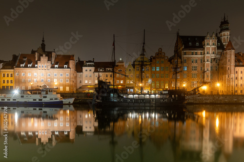 Gdansk, Poland - 13.11.2019: Old town in Gdansk on a cloudy day