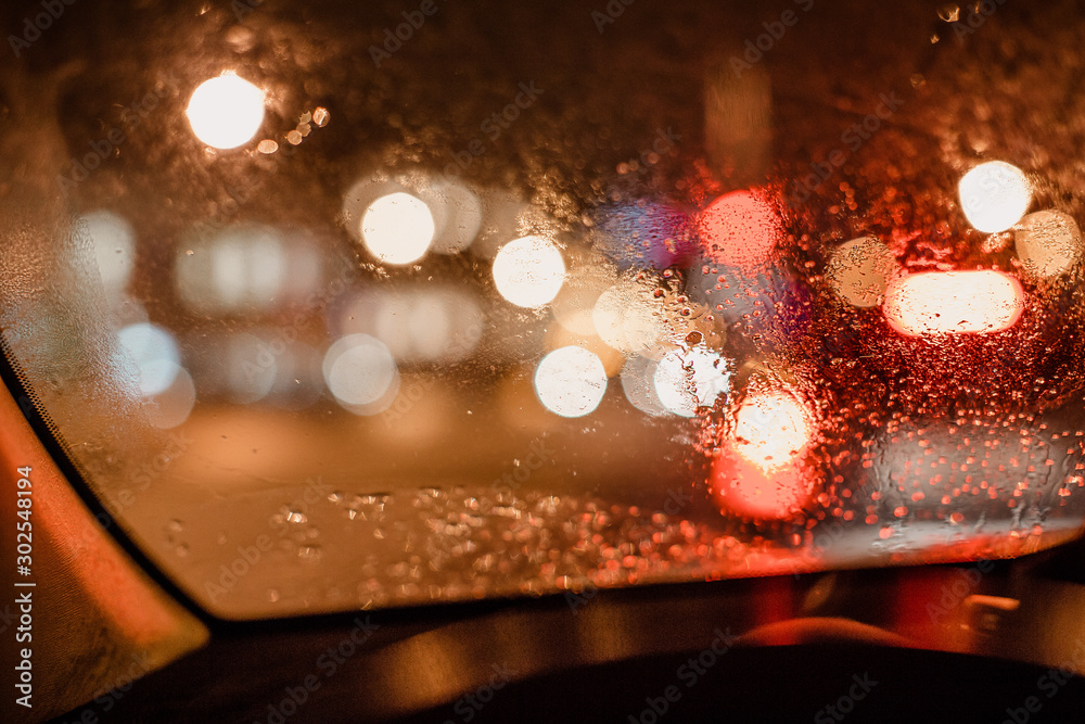 Light bokeh on car window Light bokeh on car window