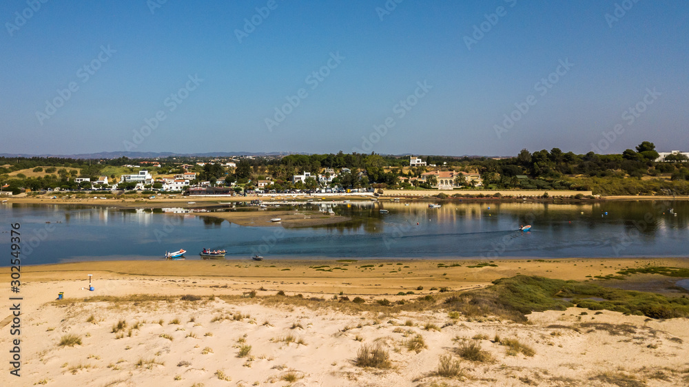 Fabrica beach, in Cancela Velha. Algarve, Portugal. Aerial view photo.