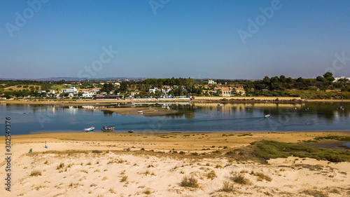 Fabrica beach, in Cancela Velha. Algarve, Portugal. Aerial view photo.