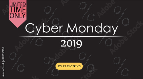 Advertising sale in honor of Cyber Monday.Colorful vector banner as promotion of special offer of discounts to the event. Attractive online trading poster.