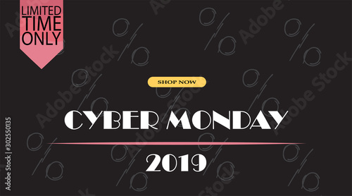 Advertising sale in honor of Cyber Monday.Colorful vector banner as promotion of special offer of discounts to the event. Attractive online trading poster.