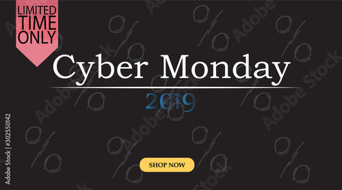 Advertising sale in honor of Cyber Monday.Colorful vector banner as promotion of special offer of discounts to the event. Attractive online trading poster.