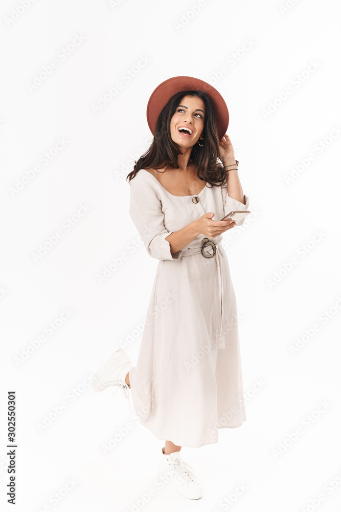 Beautiful lovely young brunette woman wearing summer dress Beautiful lovely young brunette woman wearing summer dress