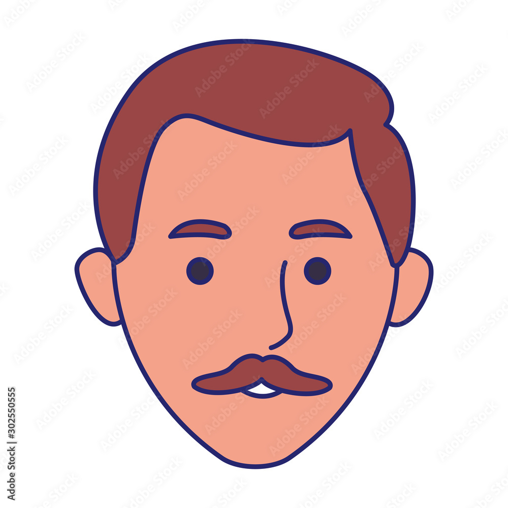 cartoon man with mustache icon, flat design cartoon man with mustache icon, flat design