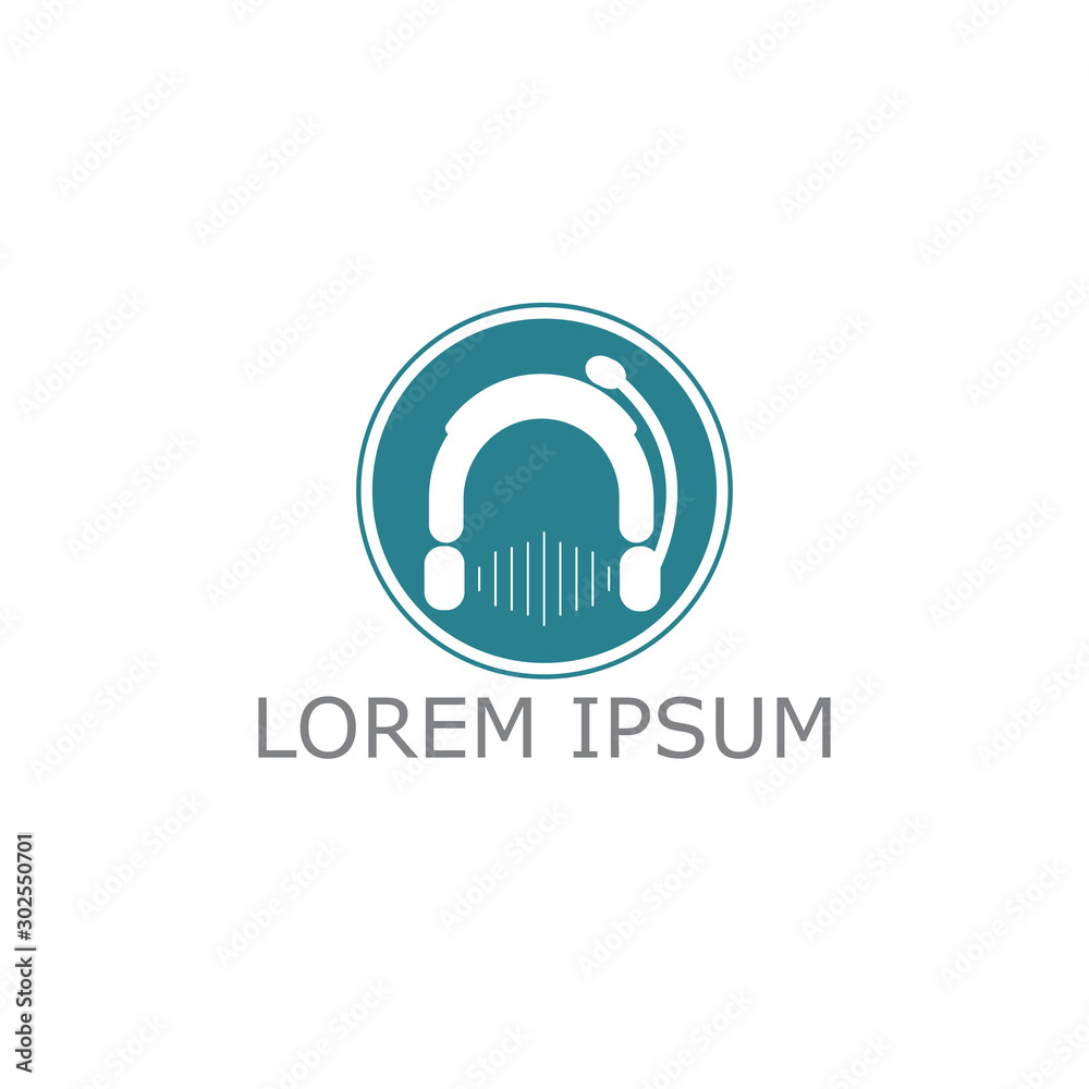 Headphones microphone music sound waves radio vector image Headphones microphone music sound waves radio vector image