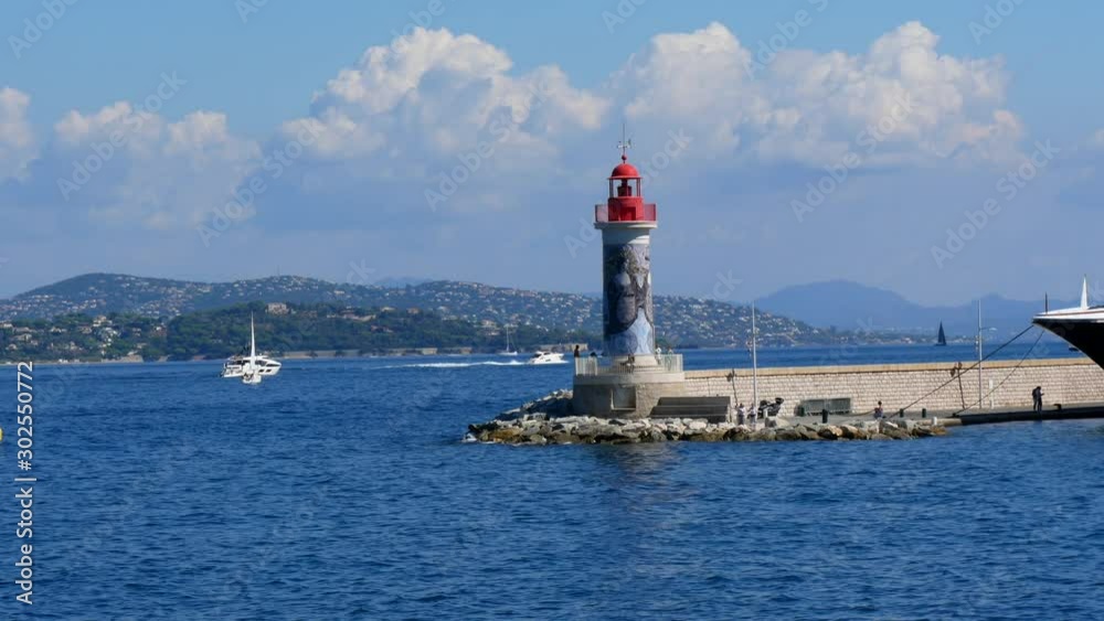 Saint Tropez lighthouse. Mediterranean sea port of St Tropez in France. Saint Tropez lighthouse. Mediterranean sea port of St Tropez in France.