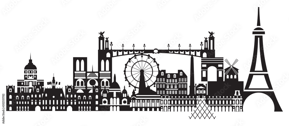 Fototapeta premium Paris City Skyline vector 1