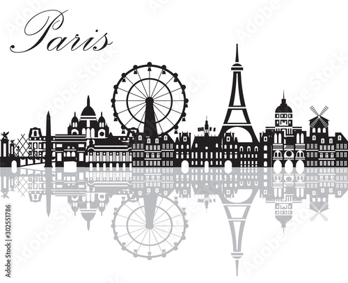 Paris City Skyline vector 2