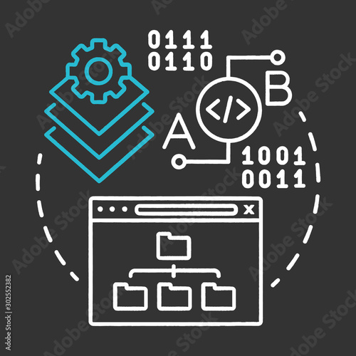 Integration testing chalk concept icon. Software development stage idea thin line illustration. Application perfomance verification. IT project managment idea. Vector isolated chalkboard illustration