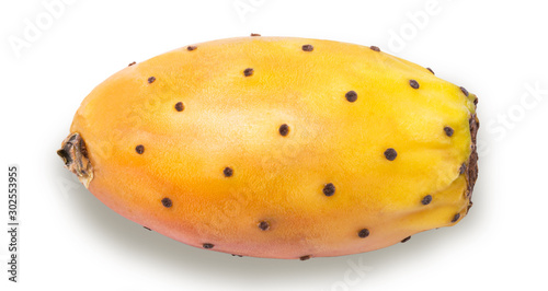 Quadro em tela One whole ripe prickly pear fruit isolated on white background